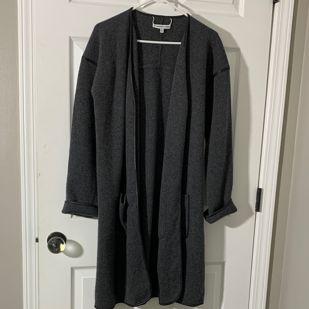 Gray Open Front Cardigan